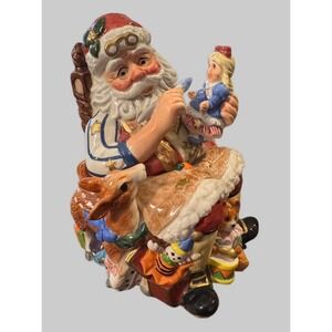 VTG Fitz and Floyd Classics SantasToy Shop Ceramic Christmas Cookie/Candy Jar 8"